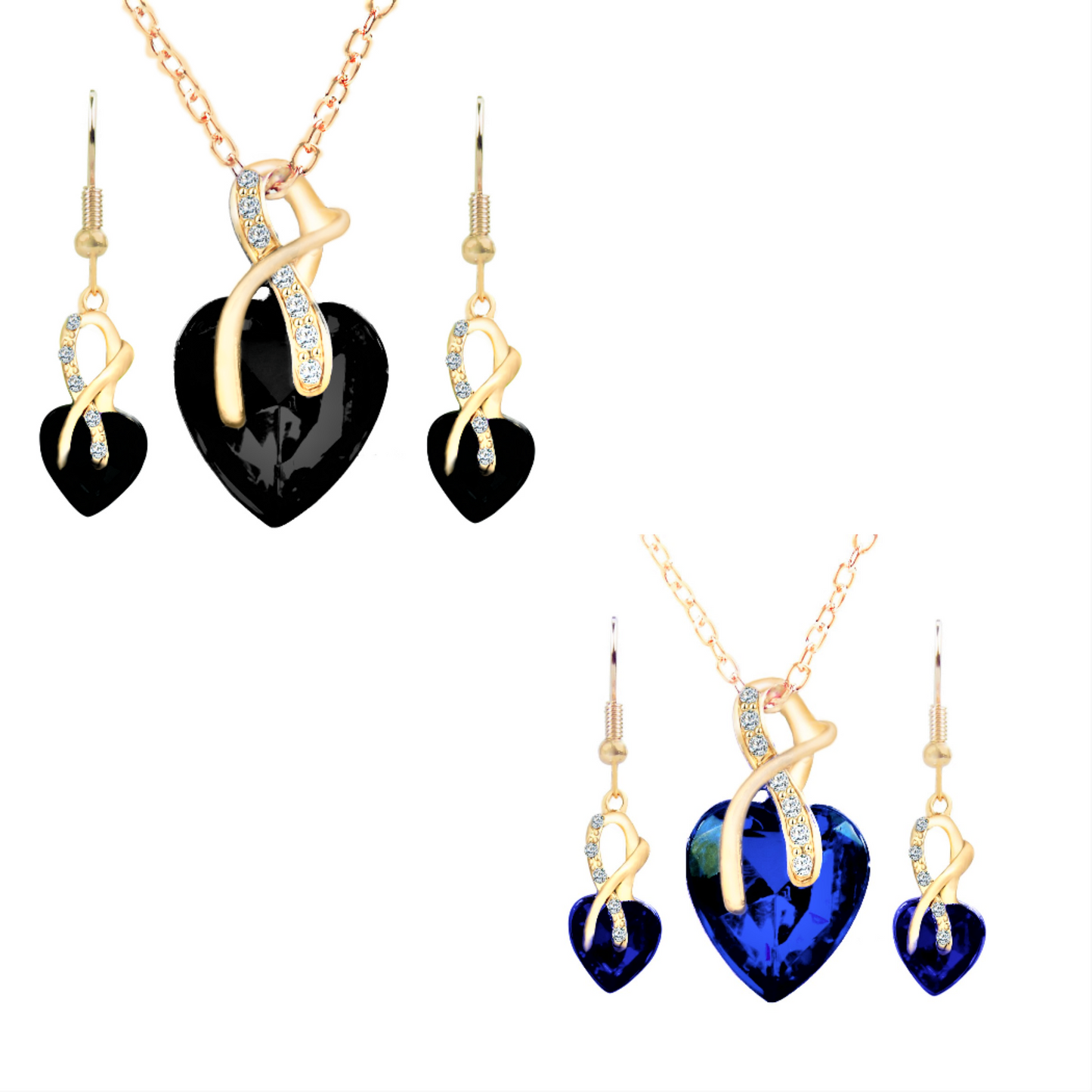 Necklace and Earrings Set with a Heart Theme