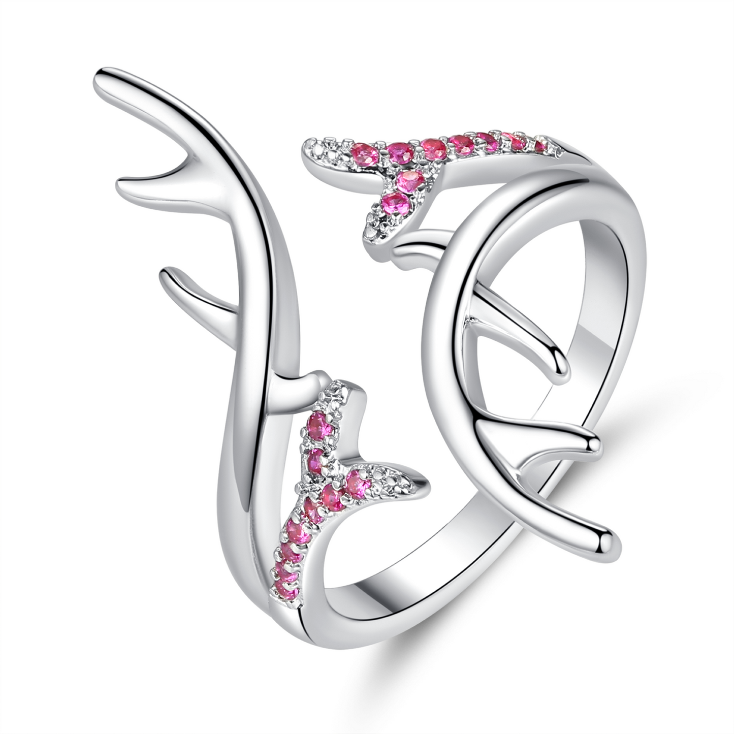 Reindeer Antlers Open Ring with Crystals
