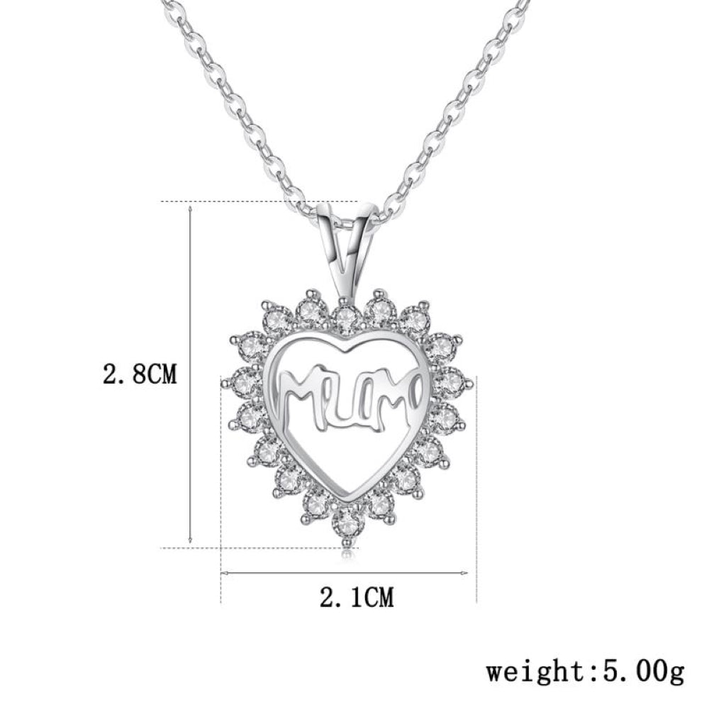 Mum's Radiant Heart with Crystal Necklace for Mum