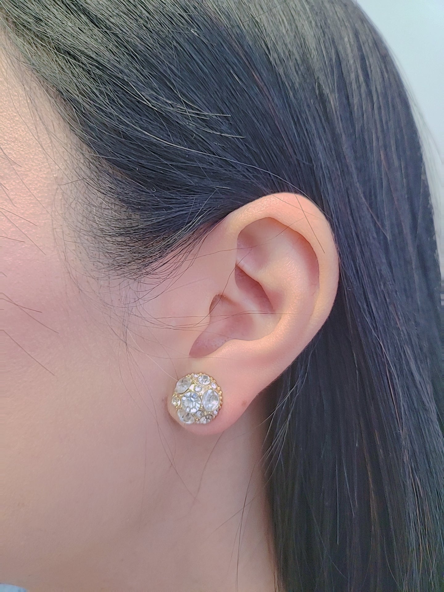 Magnetic Crystal Filled Round Ball Stud Earrings No Pierced Clip on