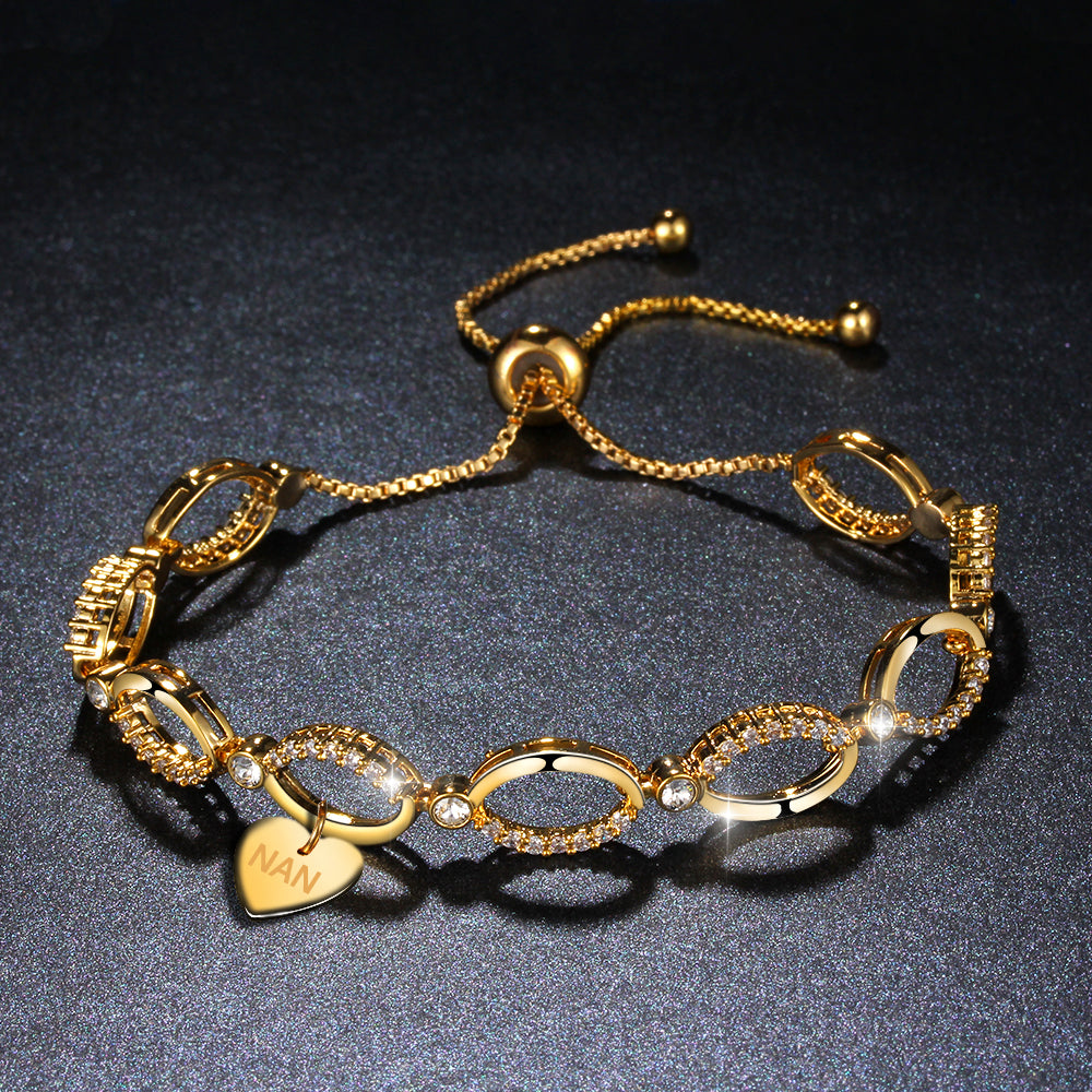 To Nan Bracelet Heart Tag with Premium Crystal