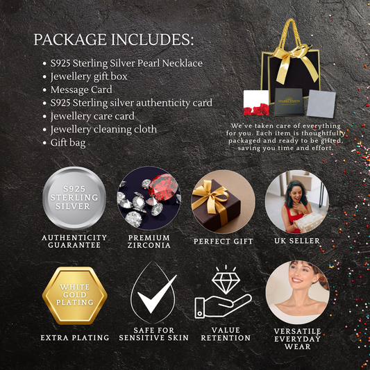 50th Birthday Sterling Silver Pearl Necklace with Message Card