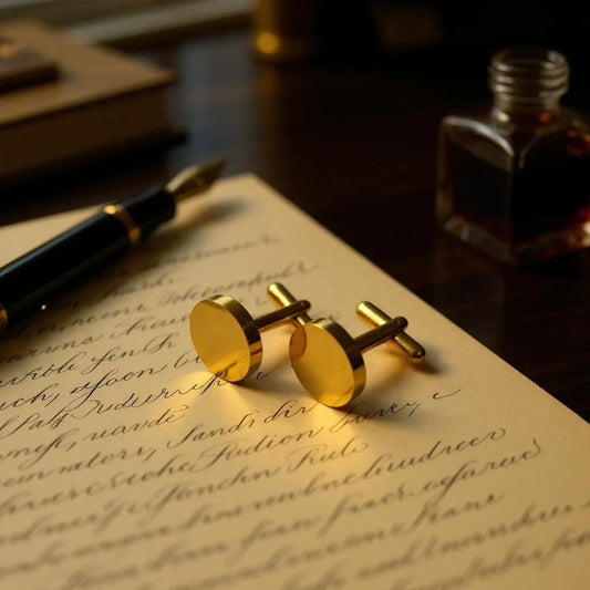 Men's Silver Round Stainless Steel Cufflinks