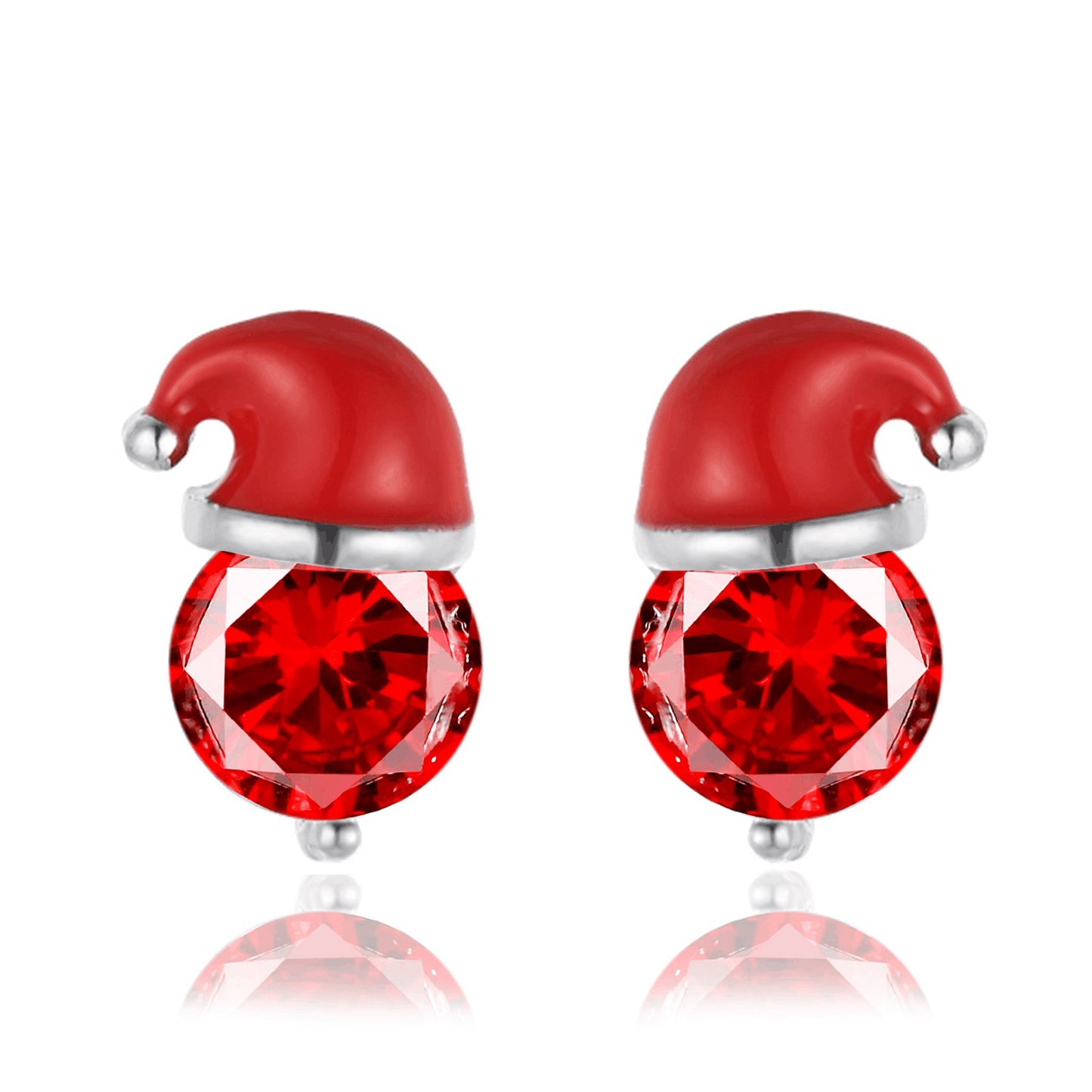 Santa Hat Christmas Crystal Stud Earrings