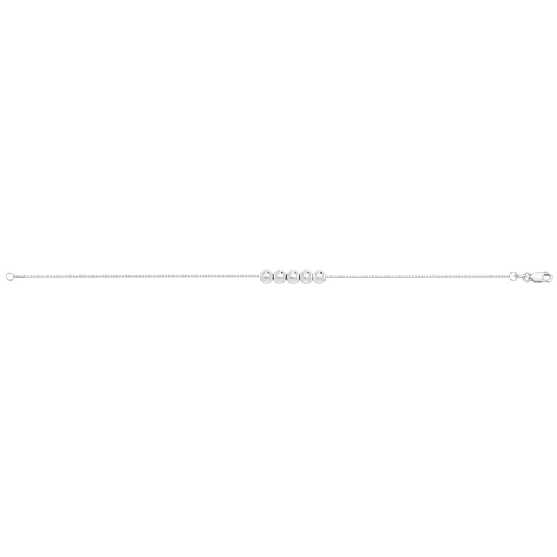 Sterling Silver Five Beads Bracelet S925 with Hallmark