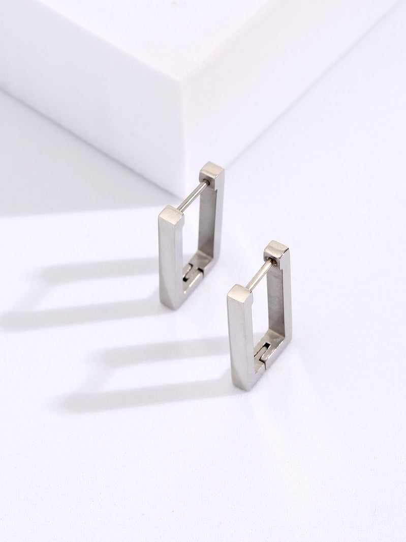Rectangle Hoop Earrings In Gold or Silver