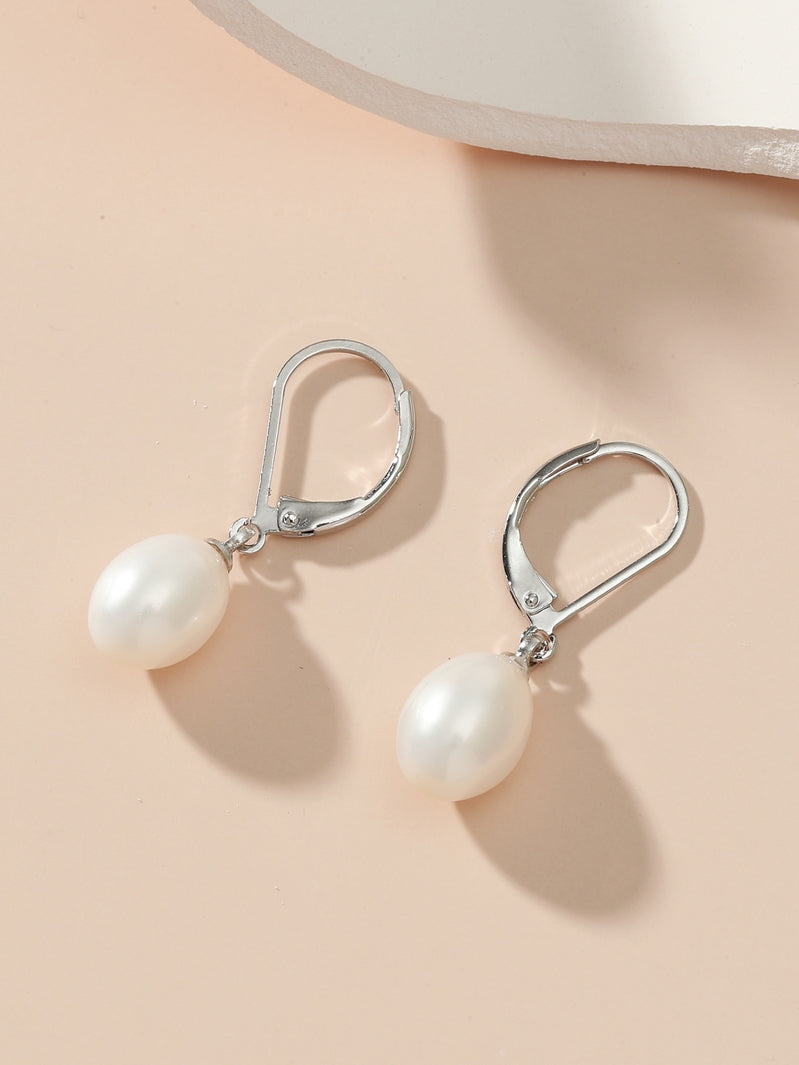 White Freshwater Pearl Drop Earrings