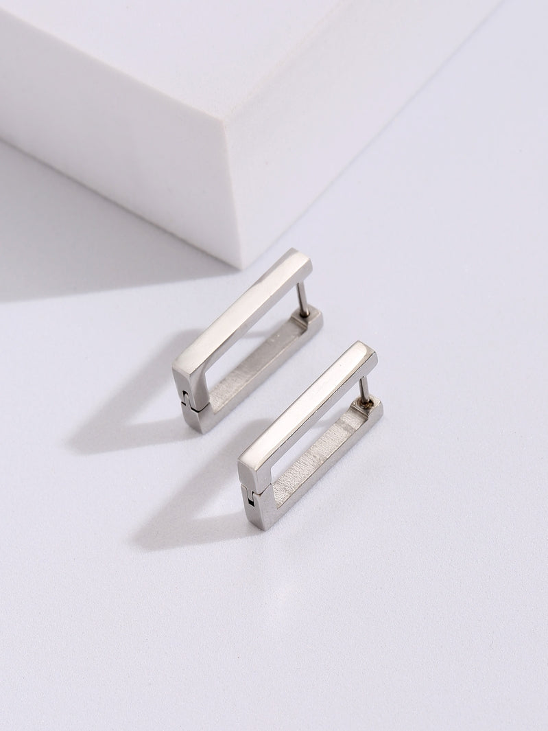Rectangle Hoop Earrings In Gold or Silver