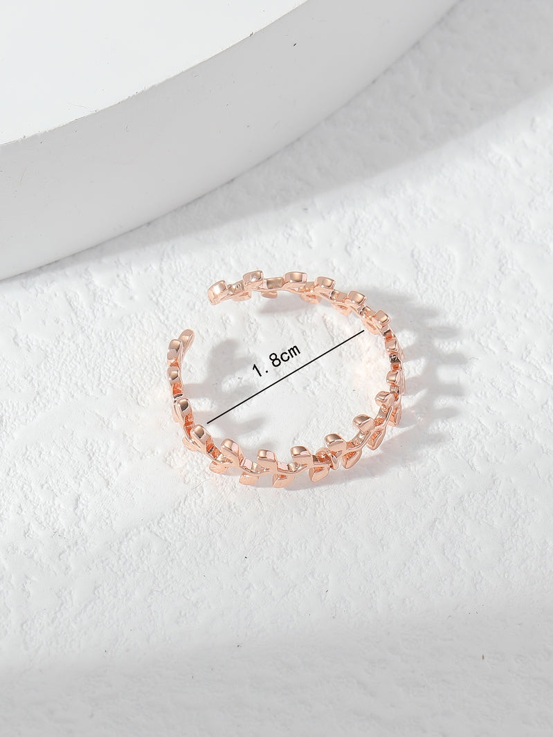Leaf Design Wrap Cuff Open Ring Adjustable in Gold or Rosegold