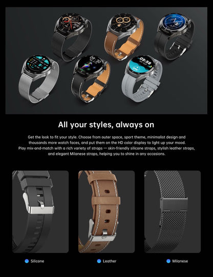 All-in-One Smartwatch with Bluetooth Calls – Fitness, Heart Rate, Sleep & SpO₂ Tracker, Waterproof Round Smart Watch for iPhone & Android (Black)