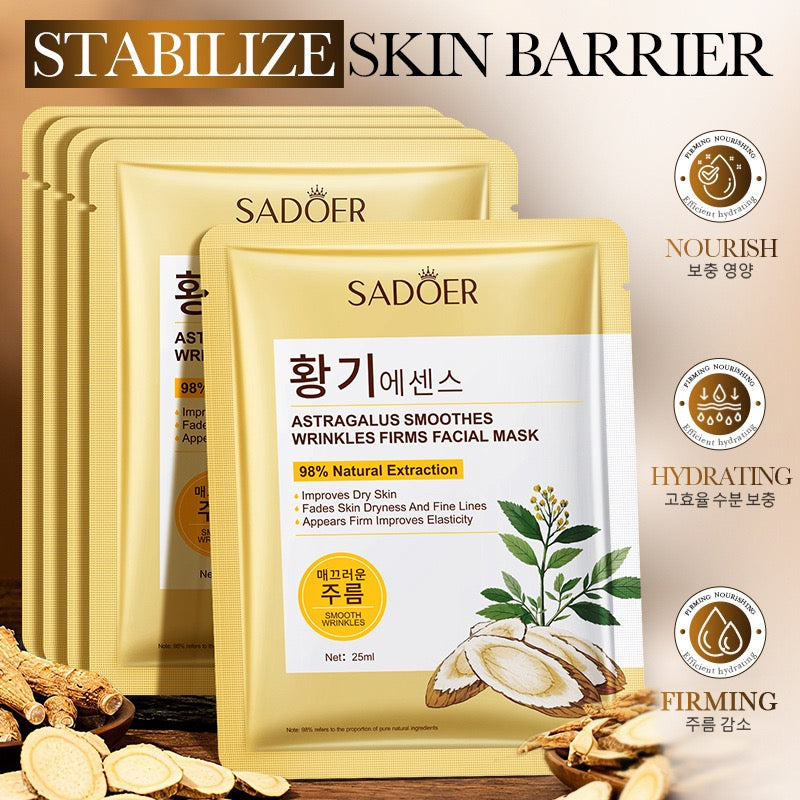 SADOER Astragalus Smooths Wrinkles Firms Facial Mask 12pcs