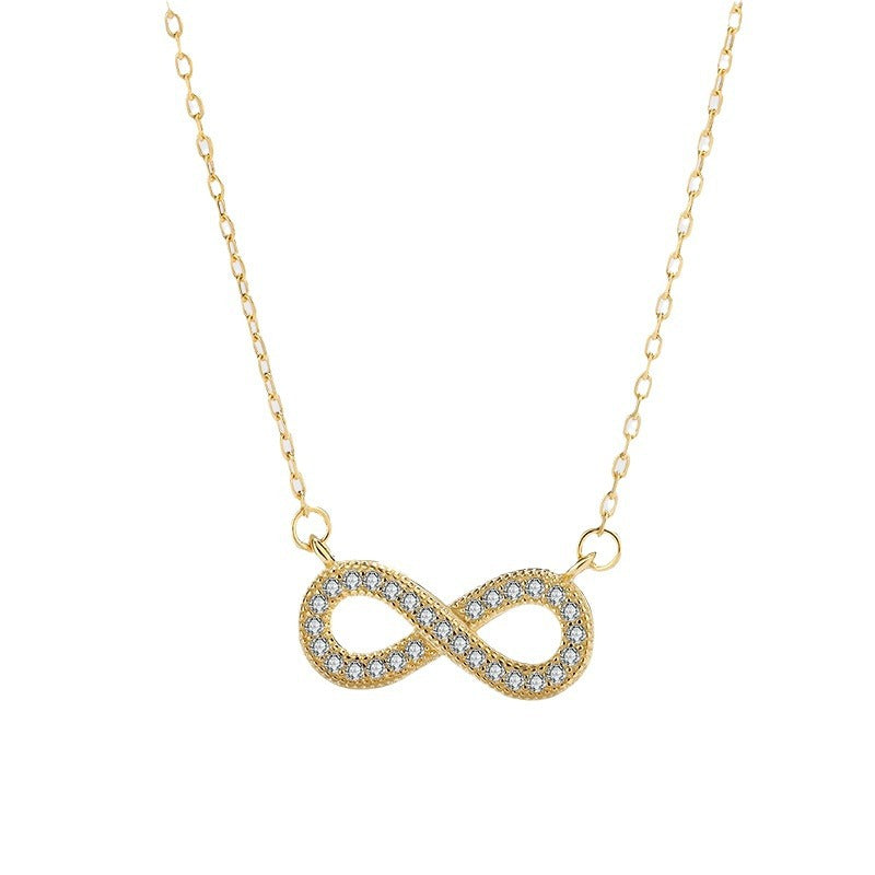 Sterling Silver Infinity C/Z Pendant Necklace 18K Yellow Gold Plated
