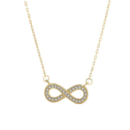 Sterling Silver Infinity C/Z Pendant Necklace 18K Yellow Gold Plated
