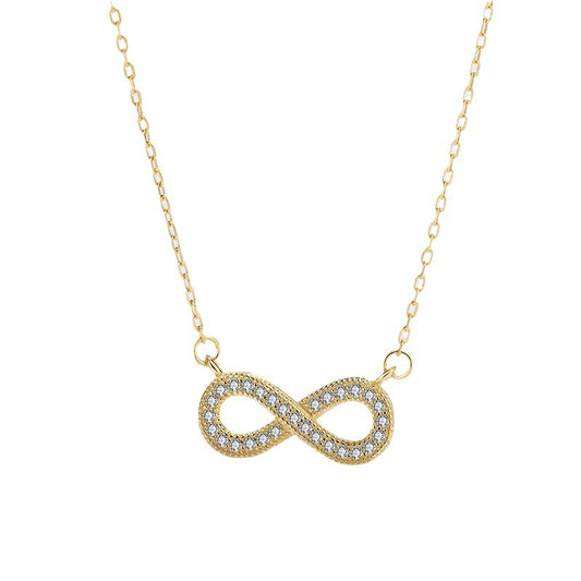 Sterling Silver Infinity C/Z Pendant Necklace 18K Yellow Gold Plated