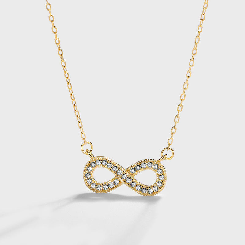 Sterling Silver Infinity C/Z Pendant Necklace 18K Yellow Gold Plated