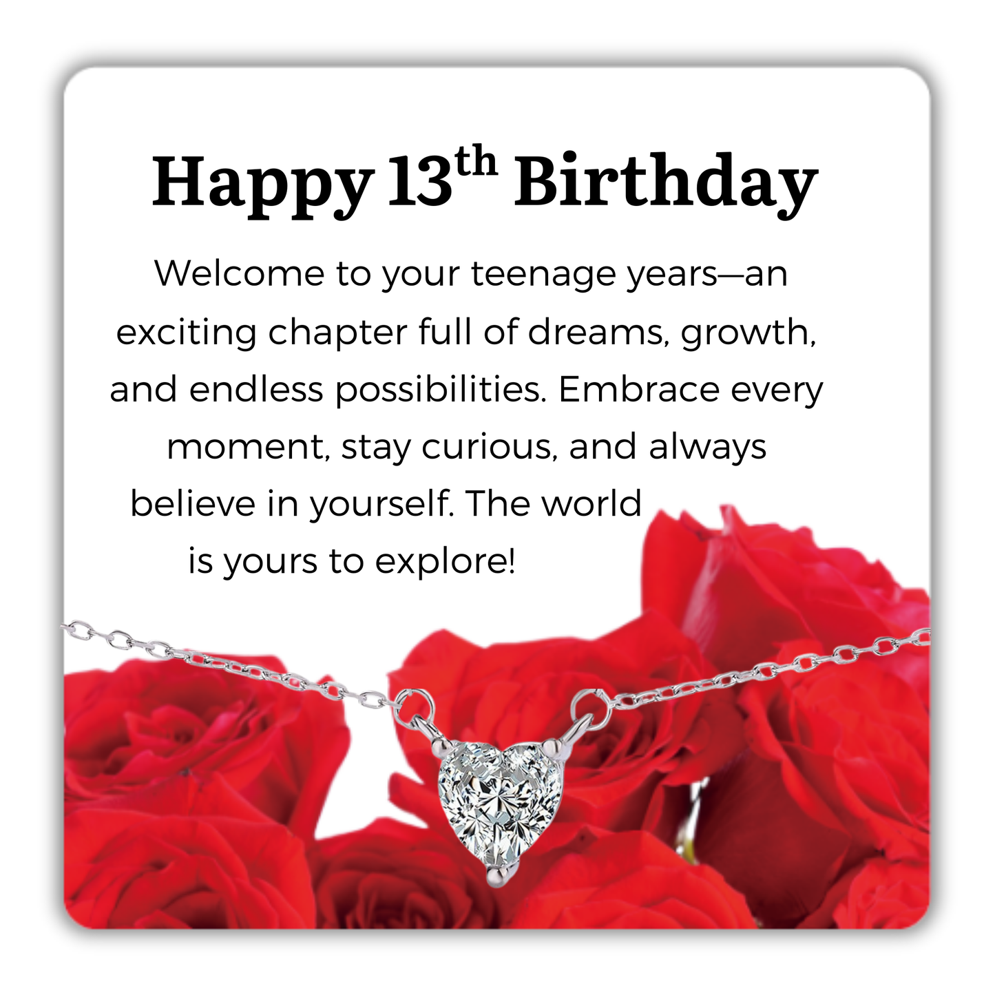 S925 Sterling Silver Heart CZ Necklace Birthday Gift for Her 13th 16th 18th 21st 30th 40th 50th 60th 70th 80th 90th 100th Birthday Gifts