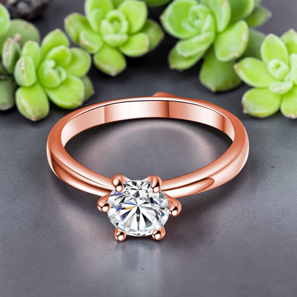 Rose Gold Ring with Clear Crystal