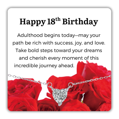 S925 Sterling Silver Heart CZ Necklace Birthday Gift for Her 13th 16th 18th 21st 30th 40th 50th 60th 70th 80th 90th 100th Birthday Gifts