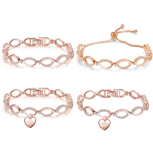 Rosegold Tone Multi-Link Infinity Bracelet with Premium Crystal