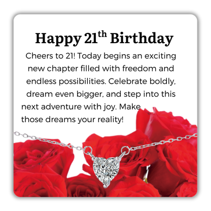 S925 Sterling Silver Heart CZ Necklace Birthday Gift for Her 13th 16th 18th 21st 30th 40th 50th 60th 70th 80th 90th 100th Birthday Gifts