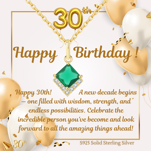 S925 Sterling Silver Emerald Green C/Z 14K Gold Plated Necklace with Personalised Message Card