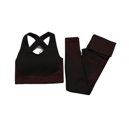 3 Pieces Yoga Gym Set Women Fitness Suit Leggings Jacket Bra in Red