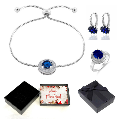Halo Adjustable Crystal Bracelet, Ring & Earrings with Message and Gift Box – Birthday, Christmas, Mum Gift