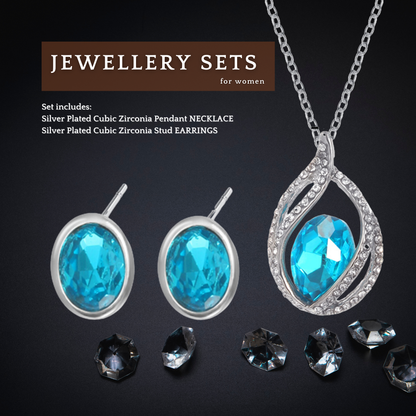 Sparkling Aqua Necklace & Earrings Set