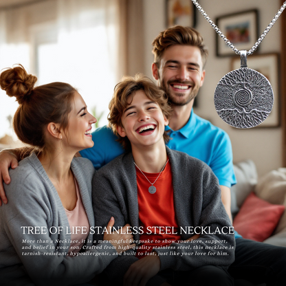 316L Stainless Steel Tree of Life Necklace for Your Son Grandson with Personalised Message