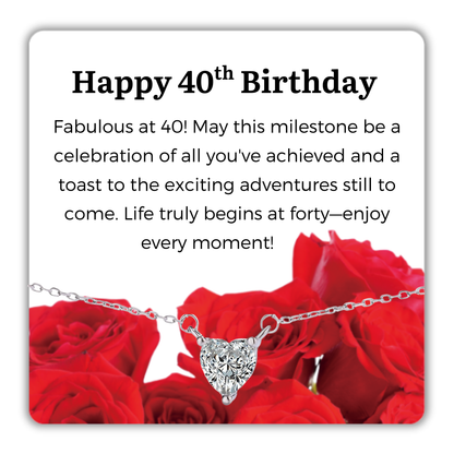 S925 Sterling Silver Heart CZ Necklace Birthday Gift for Her 13th 16th 18th 21st 30th 40th 50th 60th 70th 80th 90th 100th Birthday Gifts