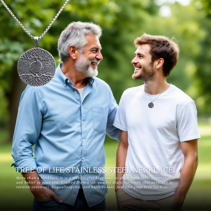 316L Stainless Steel Tree of Life Necklace for Your Son Grandson with Personalised Message