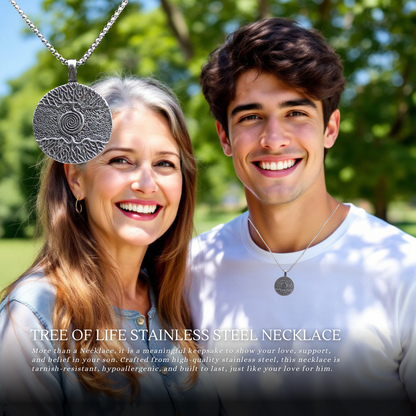316L Stainless Steel Tree of Life Necklace for Your Son Grandson with Personalised Message