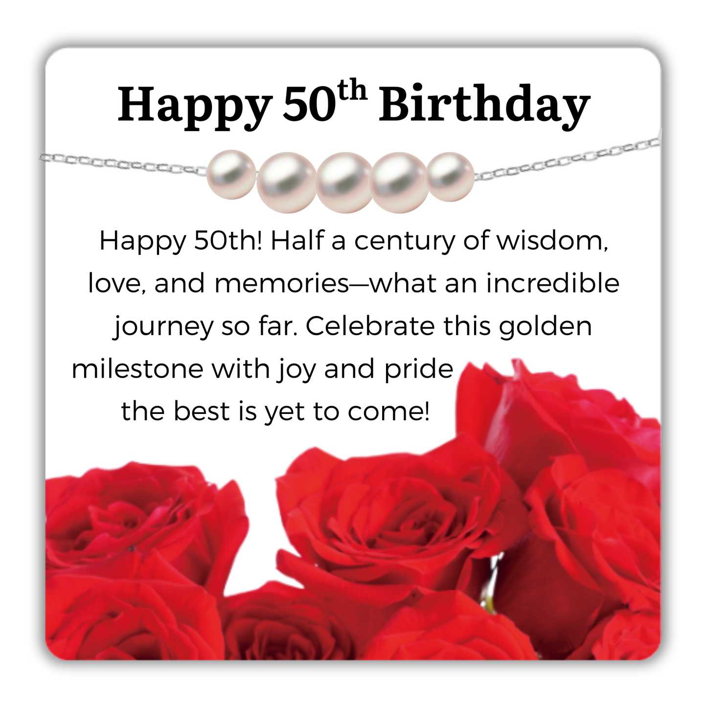 50th Birthday Sterling Silver Pearl Necklace with Message Card