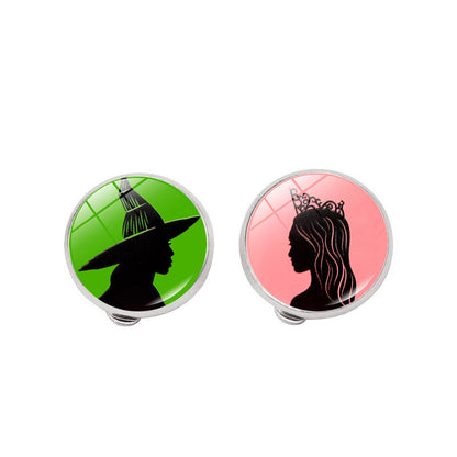 Wicked Inspired Magical Witch Elphaba Glinda Stainless Steel Clip-on Button Pins