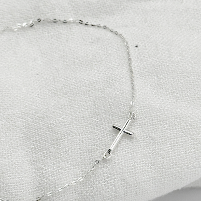 S925 Sterling Silver Minimalist Cross Bracelet/Anklet