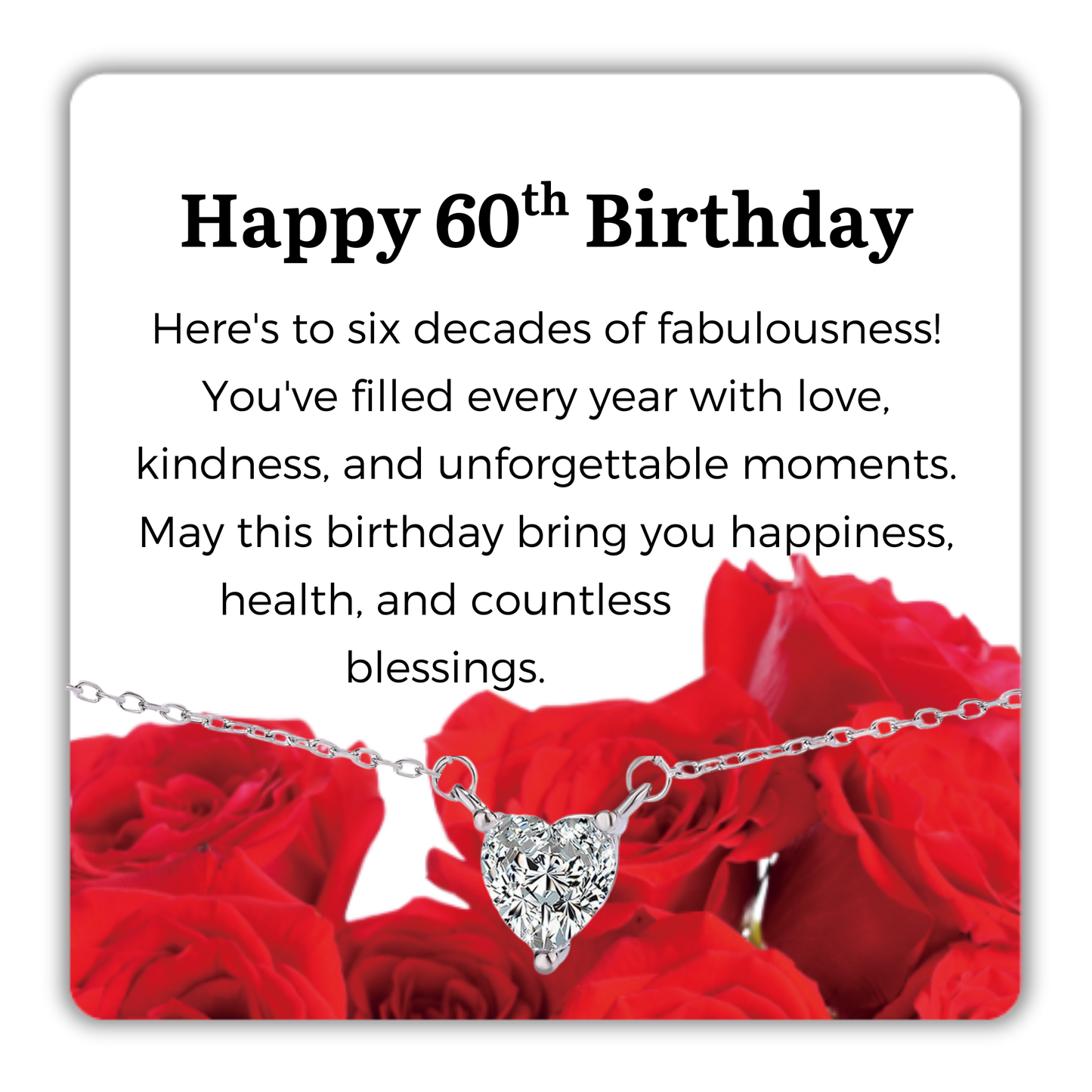 S925 Sterling Silver Heart CZ Necklace Birthday Gift for Her 13th 16th 18th 21st 30th 40th 50th 60th 70th 80th 90th 100th Birthday Gifts