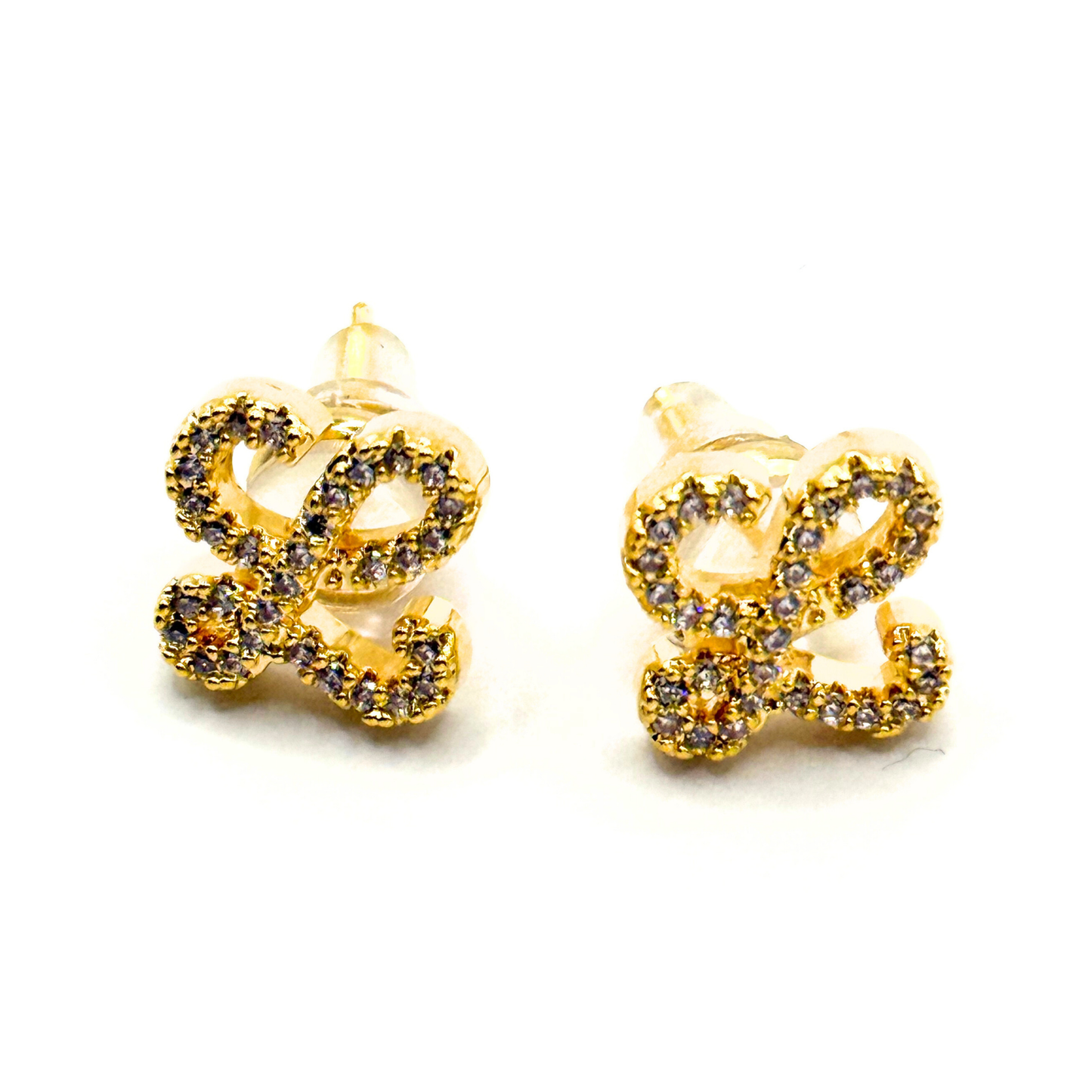 Pave Script L Studs Sterling Silver Earrings