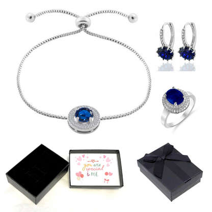 Halo Adjustable Crystal Bracelet, Ring & Earrings with Message and Gift Box – Birthday, Christmas, Mum Gift