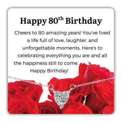S925 Sterling Silver Heart CZ Necklace Birthday Gift for Her 13th 16th 18th 21st 30th 40th 50th 60th 70th 80th 90th 100th Birthday Gifts