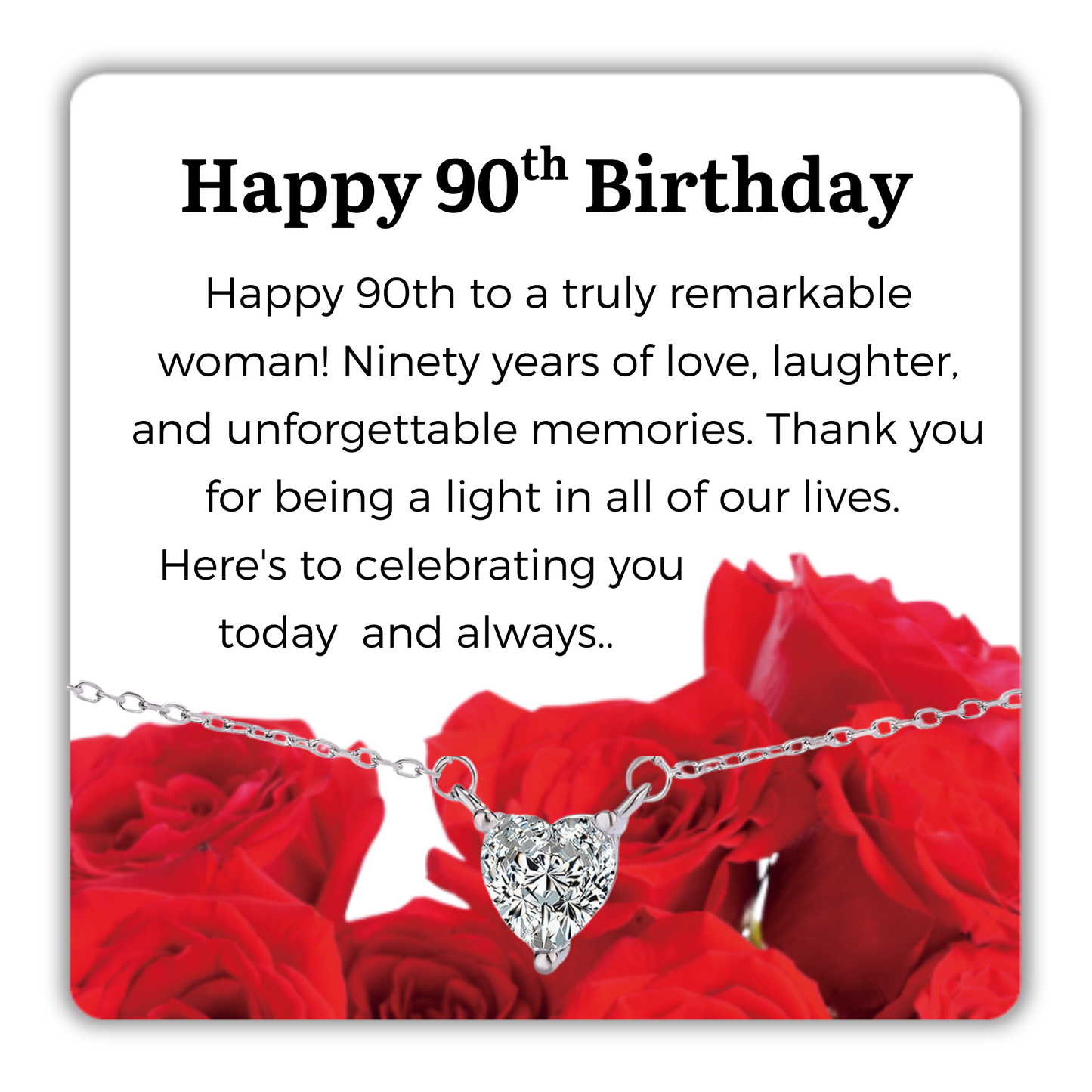 S925 Sterling Silver Heart CZ Necklace Birthday Gift for Her 13th 16th 18th 21st 30th 40th 50th 60th 70th 80th 90th 100th Birthday Gifts