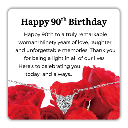 S925 Sterling Silver Heart CZ Necklace Birthday Gift for Her 13th 16th 18th 21st 30th 40th 50th 60th 70th 80th 90th 100th Birthday Gifts