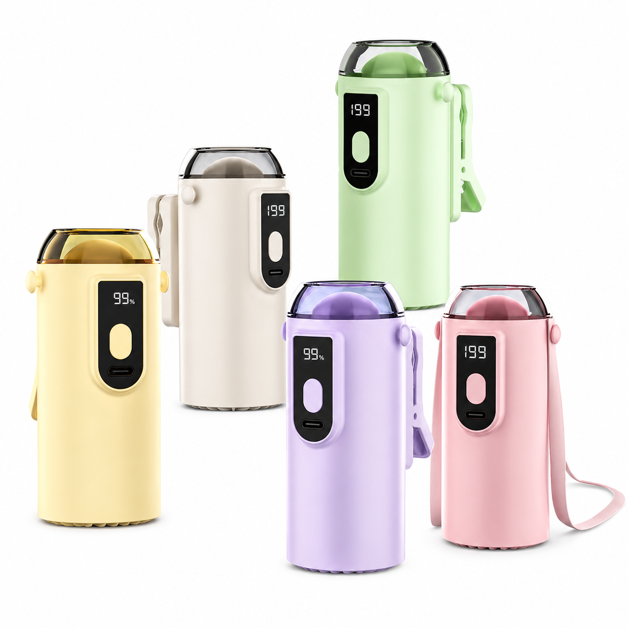 Versatile Clip On Portable Mini Turbine Fan with Digital Display with Hanging Strap
