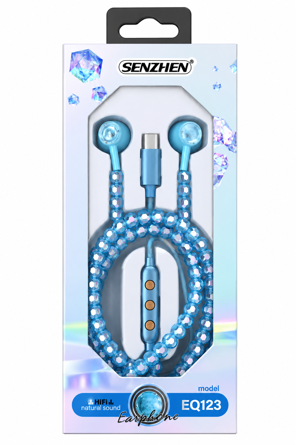 Beads Effect Luxury In-Ear Headphones For Sports Running Gym Travel Built-In Mic