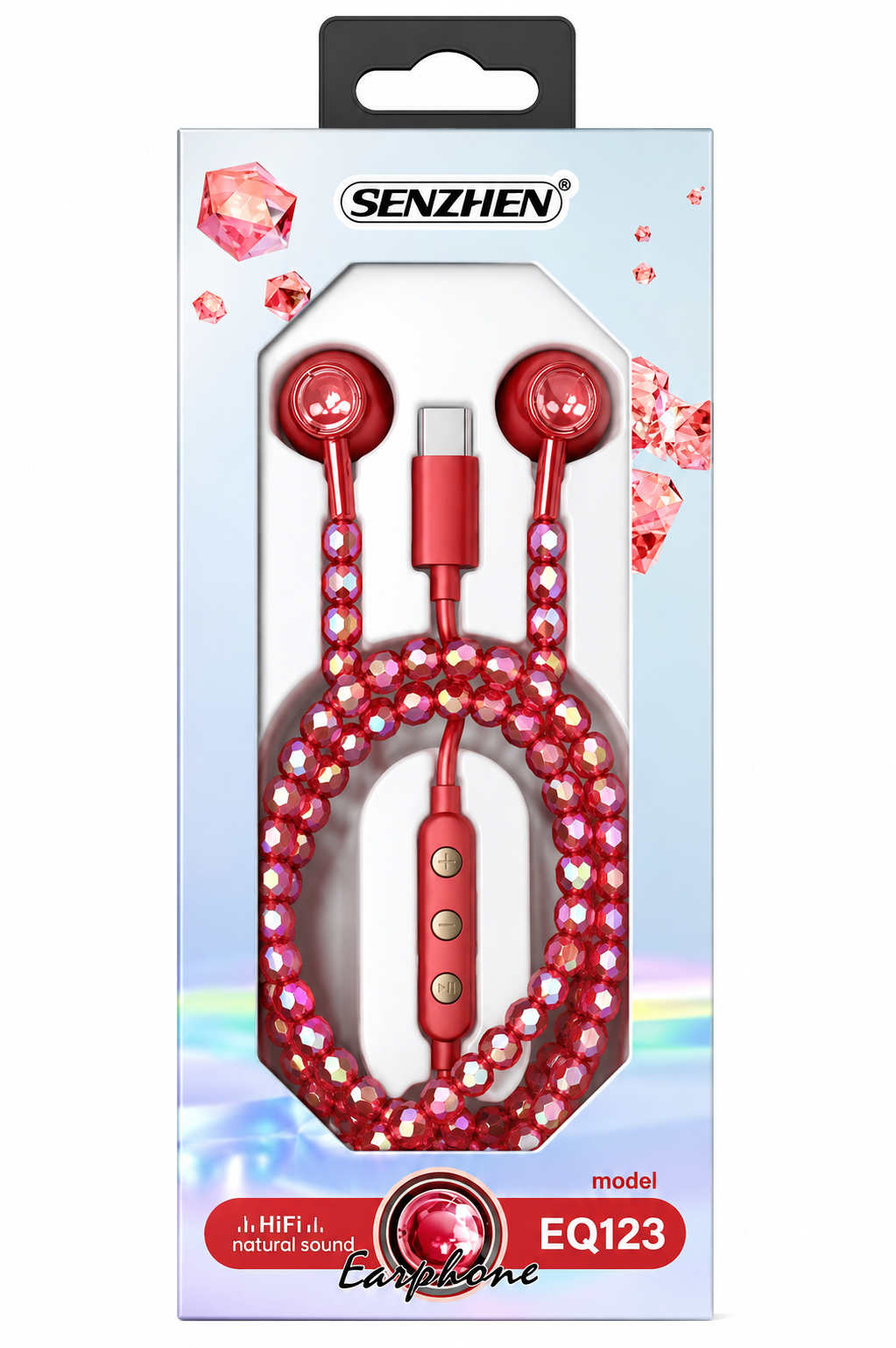 Beads Effect Luxury In-Ear Headphones For Sports Running Gym Travel Built-In Mic