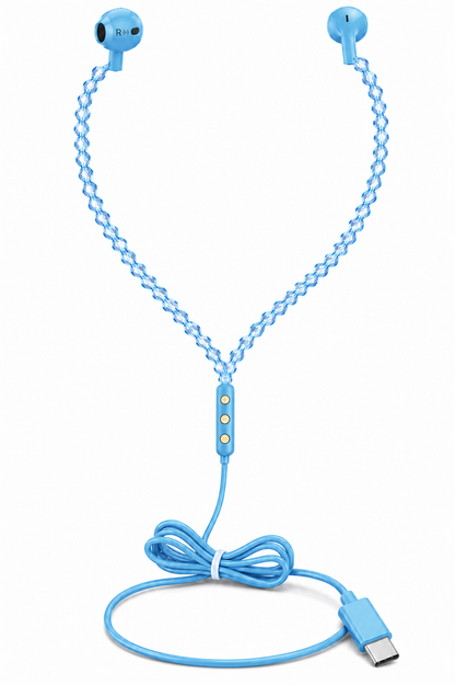 Beads Effect Luxury In-Ear Headphones For Sports Running Gym Travel Built-In Mic