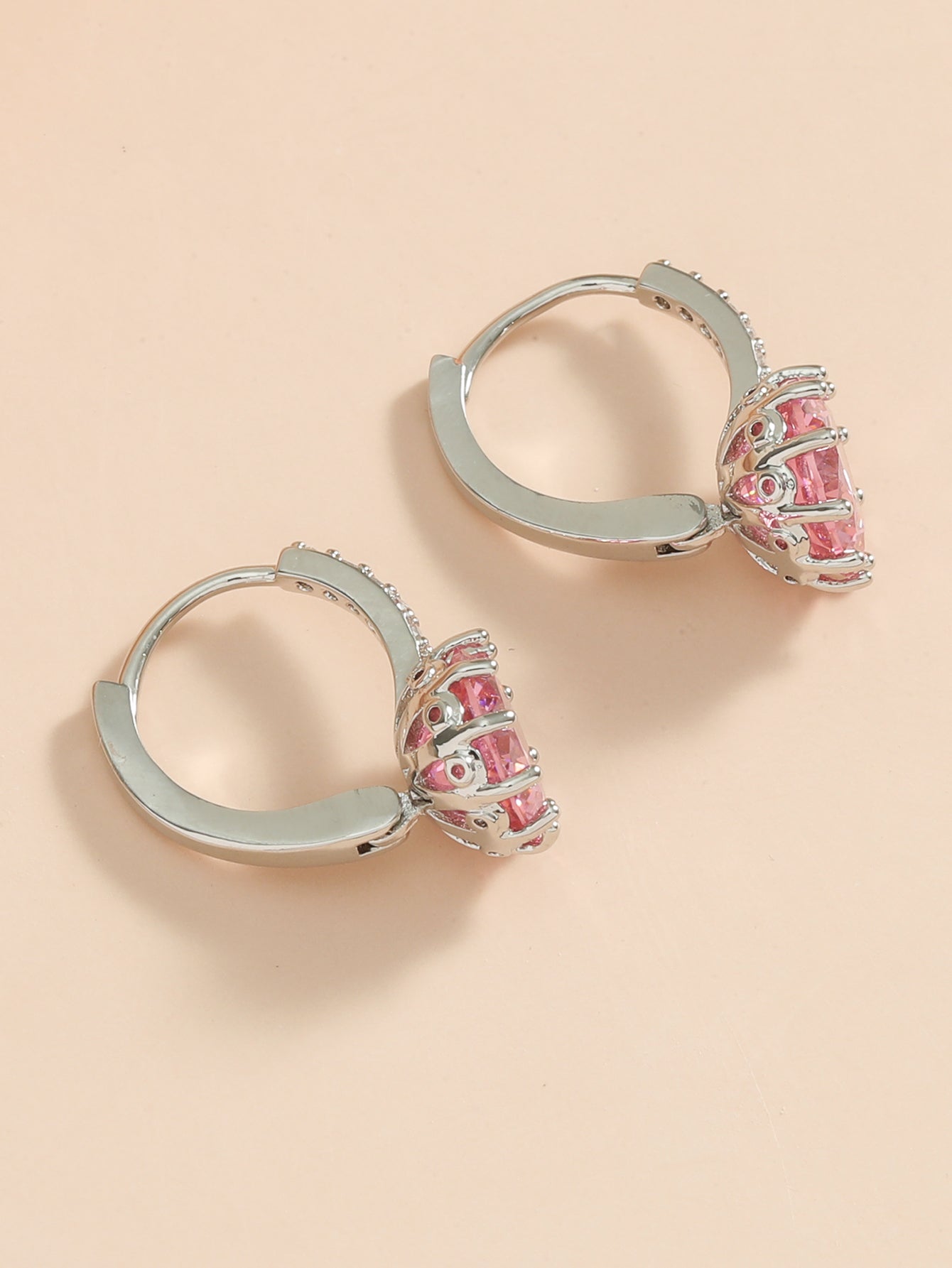 Women Round Cubic Zirconia Huggies Hoop Crystal Earrings
