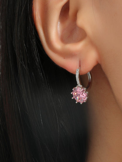 Women Round Cubic Zirconia Huggies Hoop Crystal Earrings