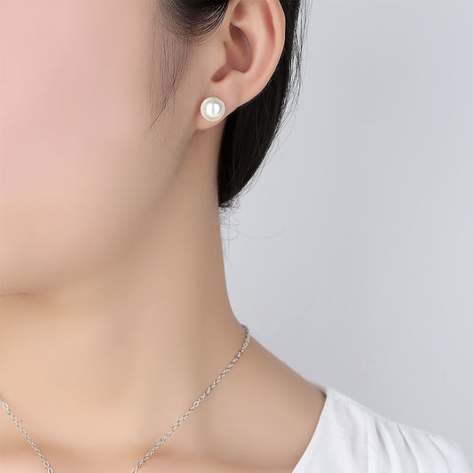 Sterling Silver Pearl Stud Earrings