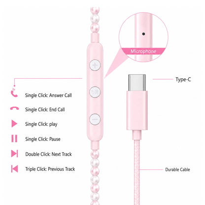 Pearl Effect Luxury In-Ear Headphones For Sports Running Gym Travel Built-In Mic
