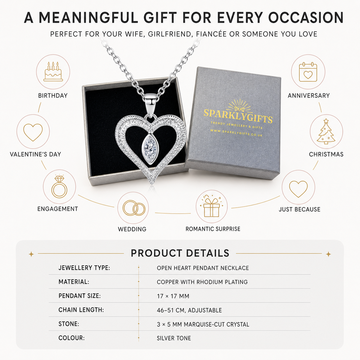 The "Vision of Love" Heart Pendant Necklace with Message Card For Fiancee Valentine's Day Gift
